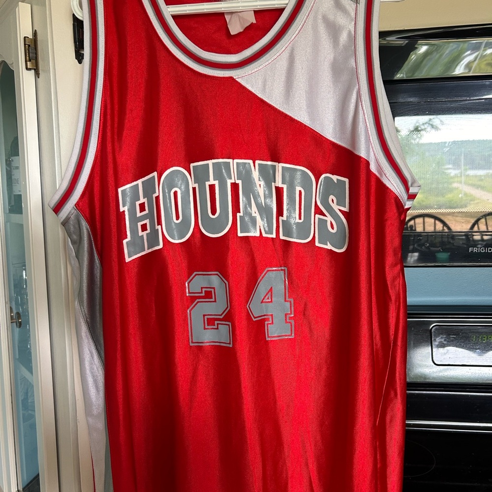 Red and Silver Hounds Basketball Jersey